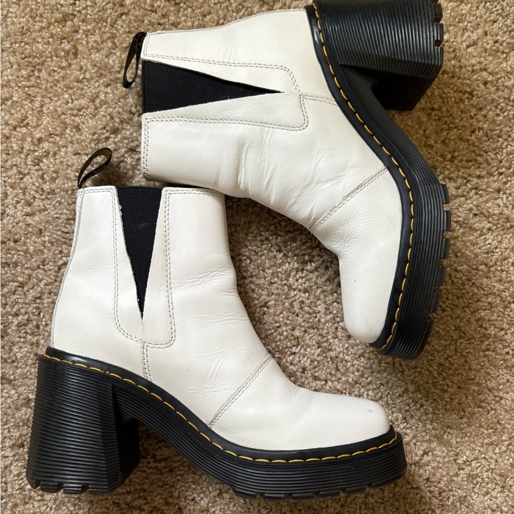 Doc Marten White Leather Ankle Boots